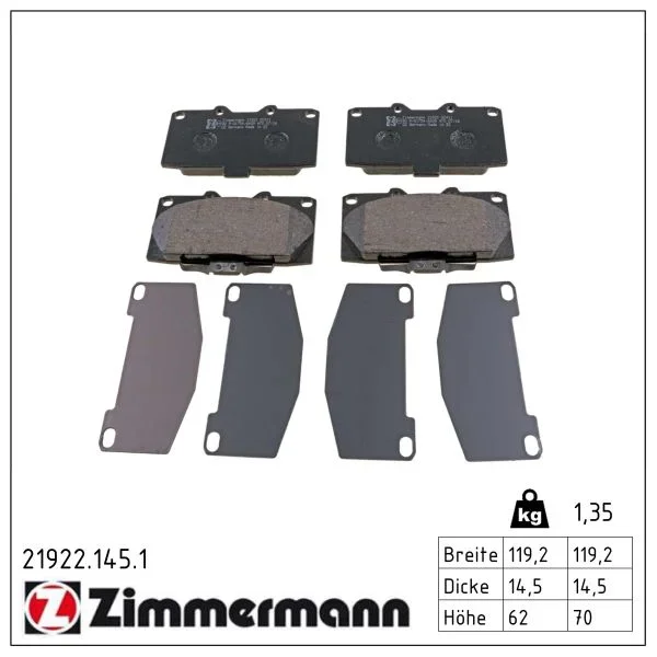 Sada brzdových destiček, kotoučová brzda ZIMMERMANN 21922.145.1