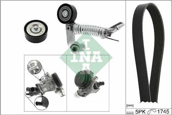Vodní pumpa + klínový žebrový řemen Schaeffler INA 529031930 Vodní pumpa + klínový žebrový řemen Schaeffler INA 529031930