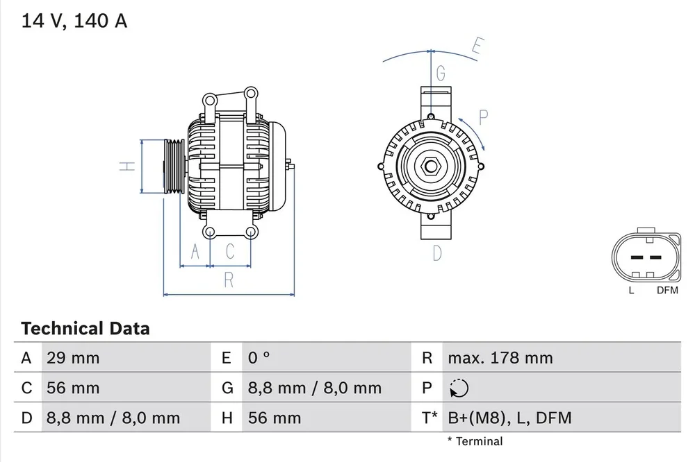 BO 0986046180 Alternátor BOSCH-výměnný díl