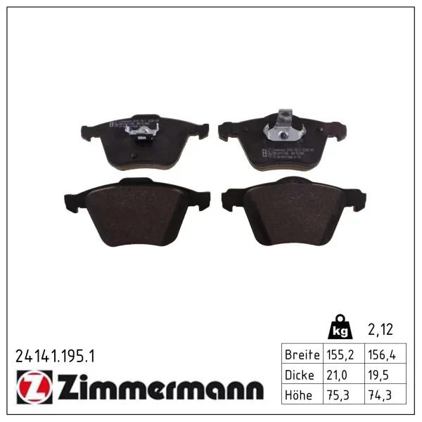 Sada brzdových destiček, kotoučová brzda ZIMMERMANN 24141.195.1