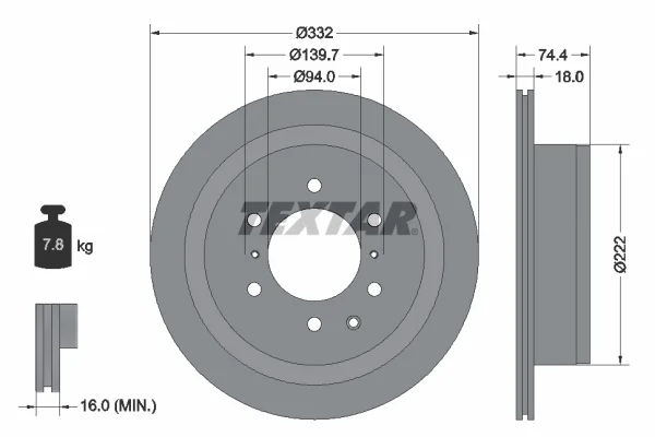 Brzdový kotouč TEXTAR 92167303 – OE 4615A037