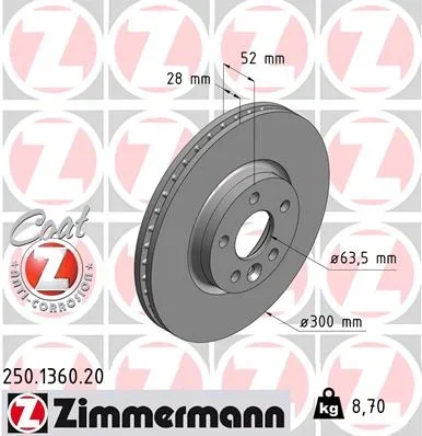 Brzdový kotouč ZIMMERMANN 250.1360.20