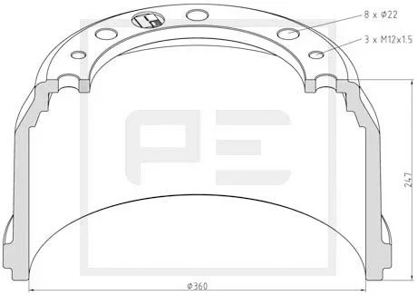 Brzdový buben PE Automotive 036.420-00A