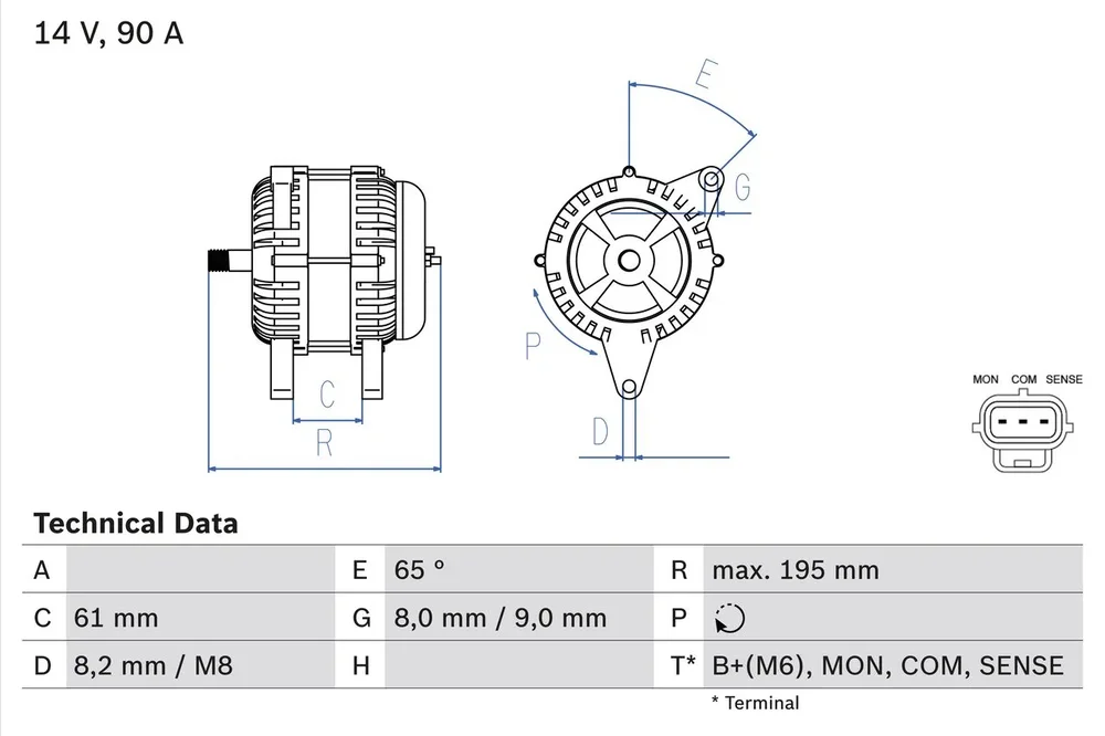 BO 0986044651 Alternátor BOSCH-výměnný díl