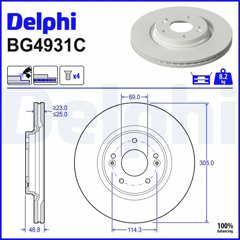 Brzdový kotouč DELPHI BG4931C